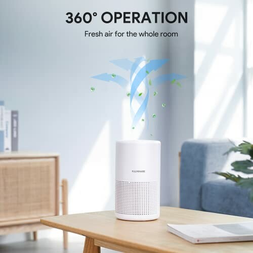Air purifier with 360-degree operation in a room setting