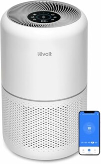 Levoit air purifier with smartphone control feature.