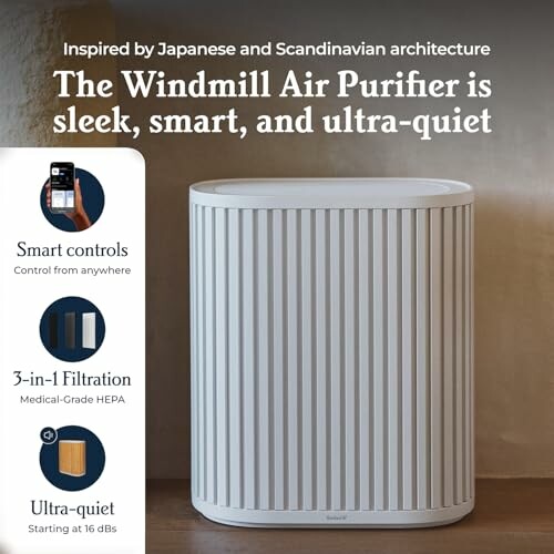 Windmill Air Purifier with smart controls and ultra-quiet operation.